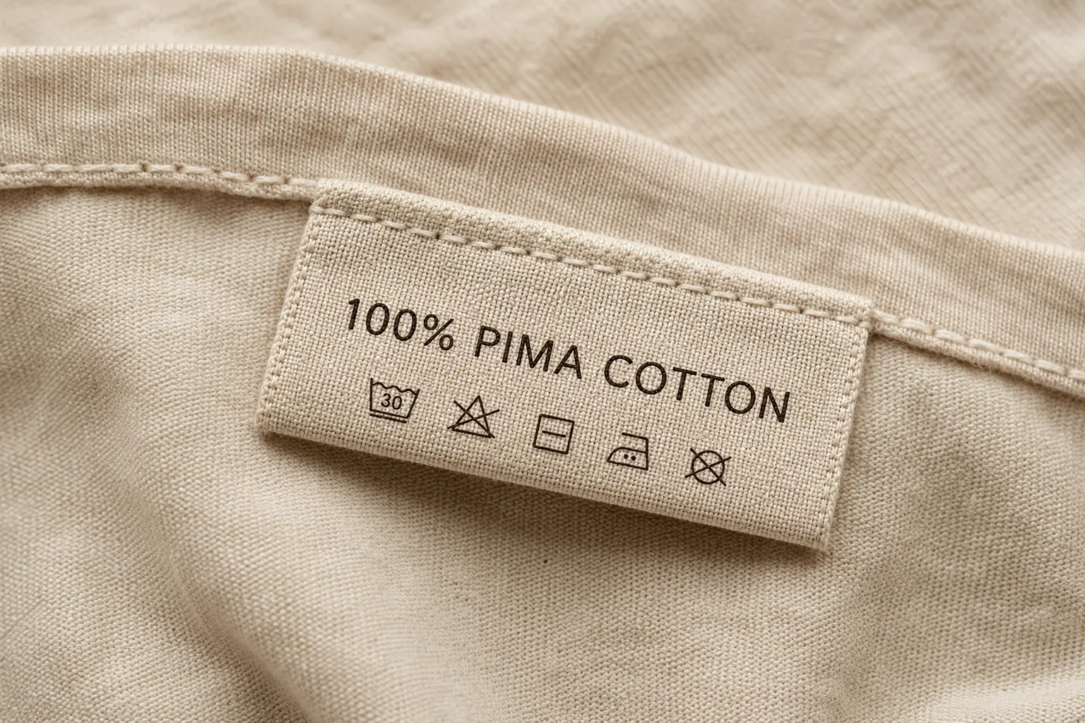 Etiqueta textil que declara algodón Pima