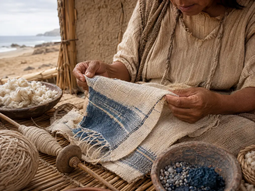 Reconstrucción documental de un tejido de algodón con índigo en Huaca Prieta