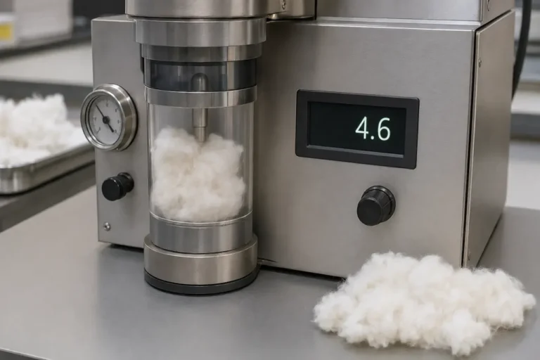 Instrumento de laboratorio para evaluar propiedades de la fibra de algodón