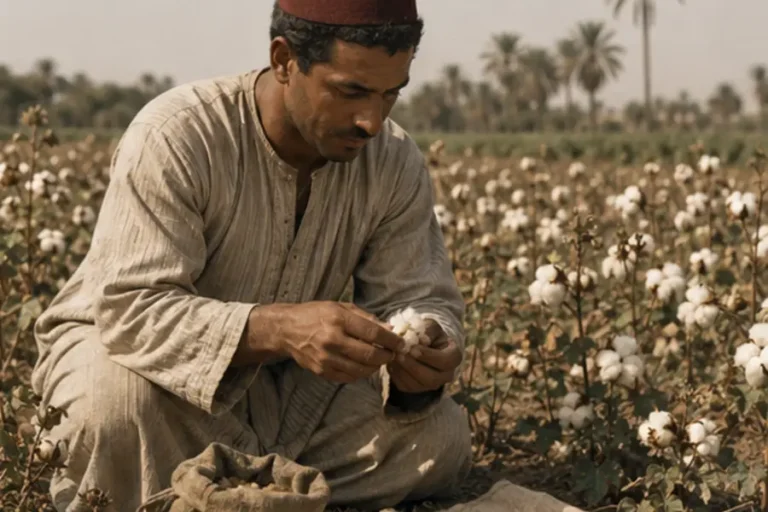 Reconstrucción editorial de selección de algodón y semillas Mit Afifi en Egipto